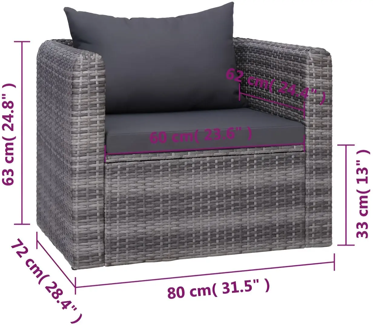 Set mobilier de grădină vidaXL 44158 (Grey) - 12