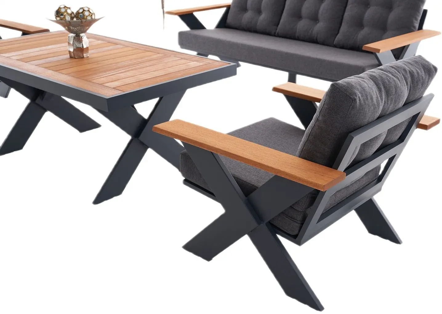 Set mobilier de gradina Waltz Terrace F3312 (Black/Natural) - 5