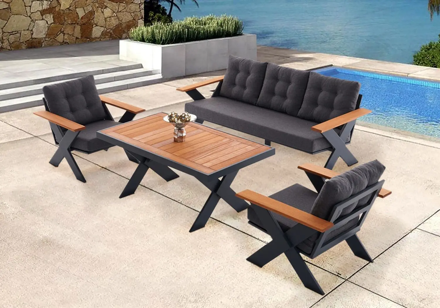 Комплект садовой мебели Waltz Terrace F3312 (Black/Natural)