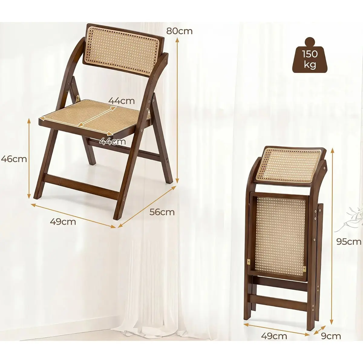 Комплект складных стульев Costway JV11771CF-2 (Brown) - 3