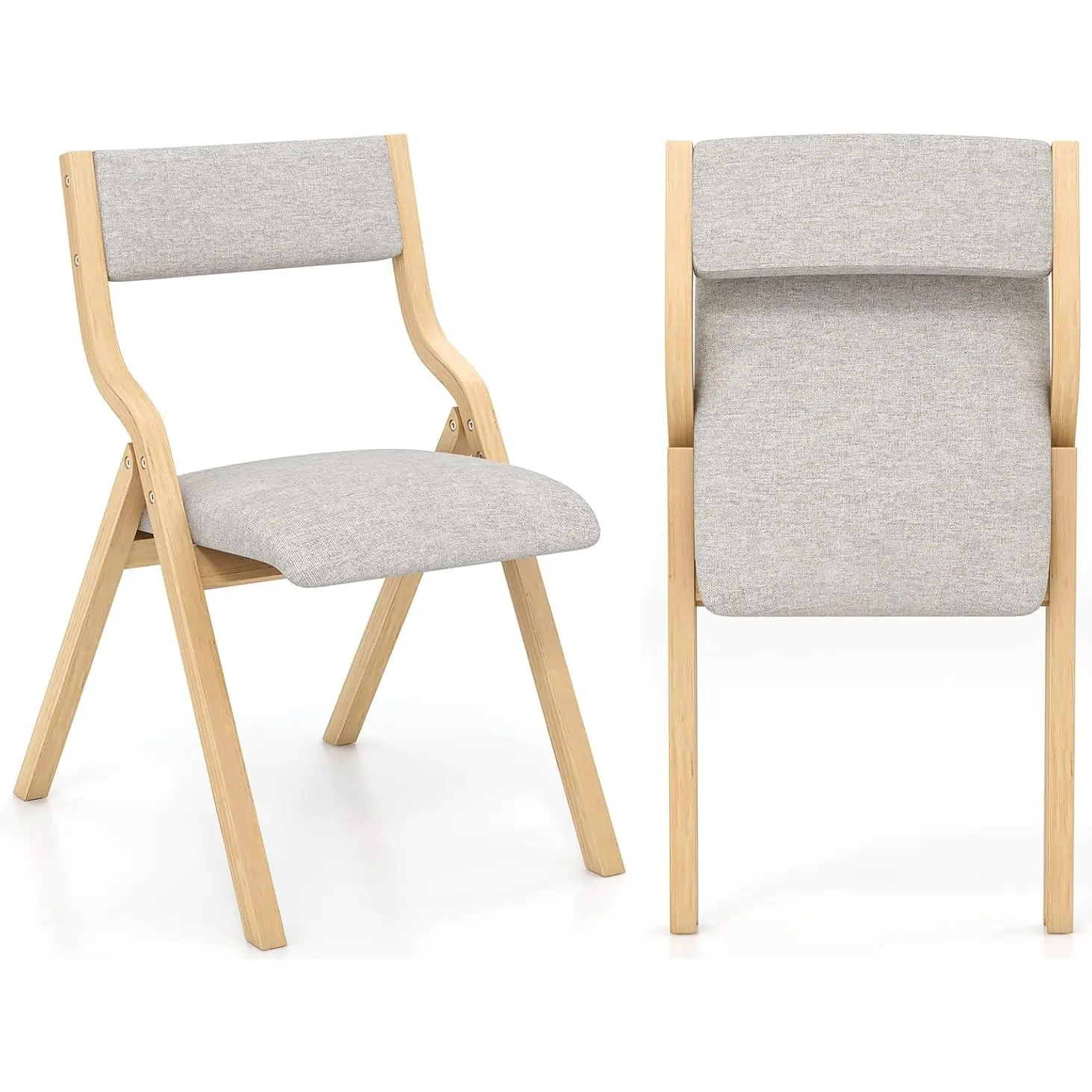 Комплект складных стульев Costway JV12870NA-2 (Natural/Grey) - 2