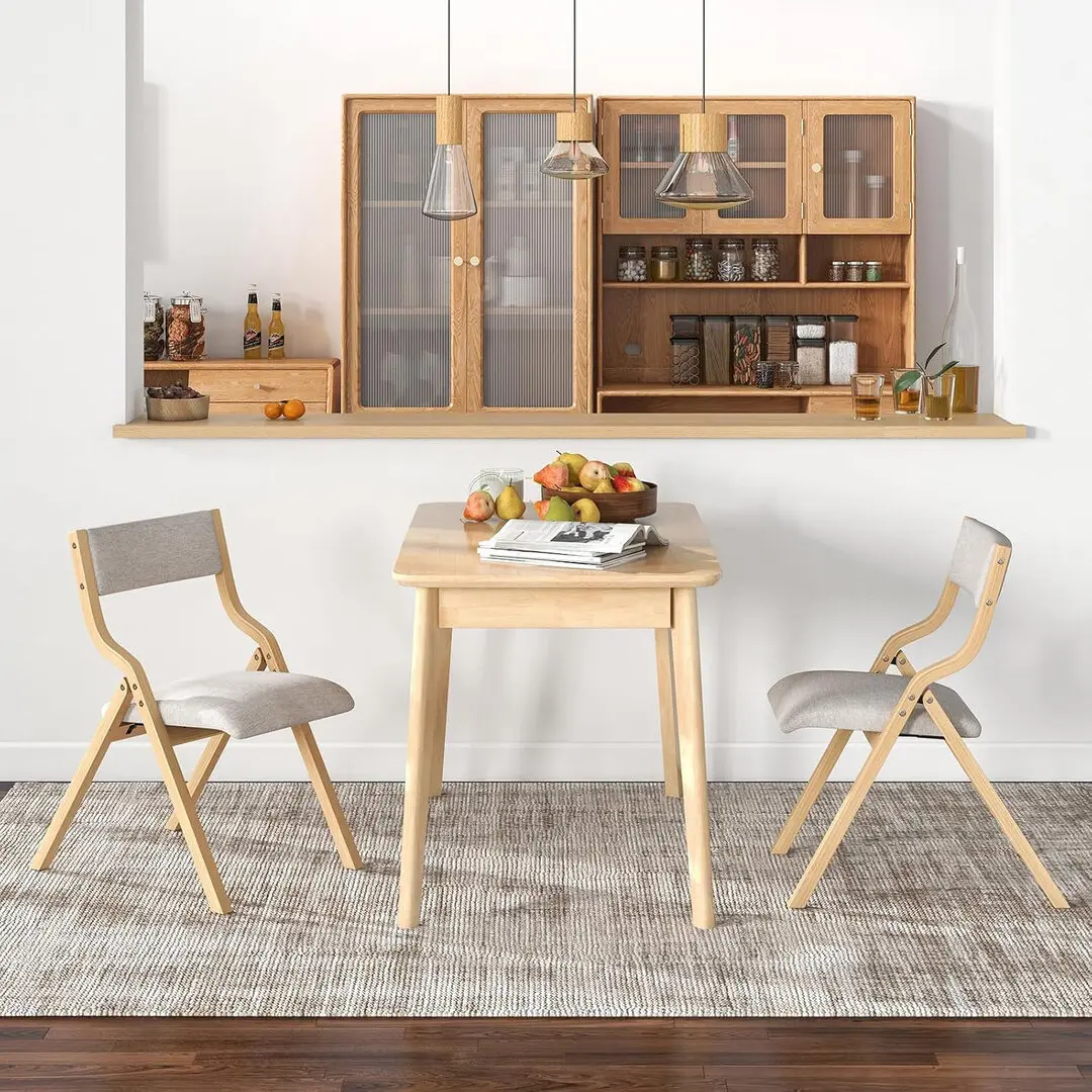 Комплект складных стульев Costway JV12870NA-2 (Natural/Grey)
