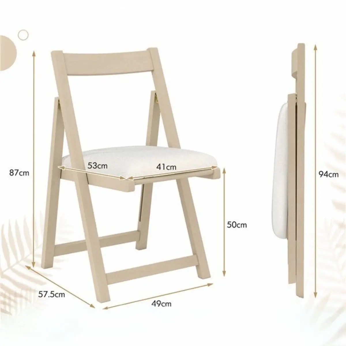 Set scaune pliabile Costway JV13018YW-2 (Natural) - 4