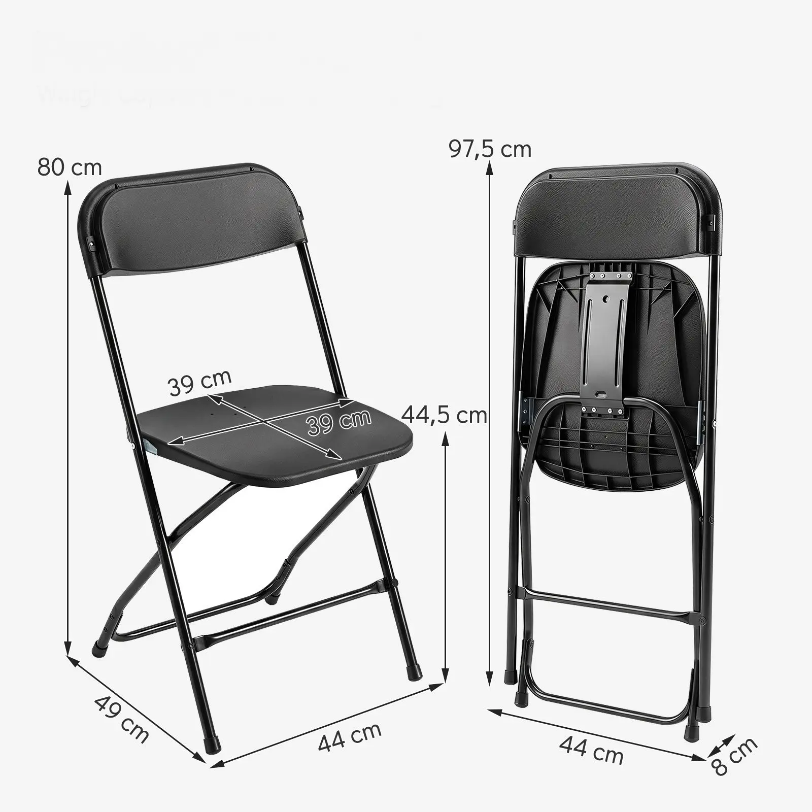 Комплект складных стульев Costway JV14596DK-4 (Black) - 3