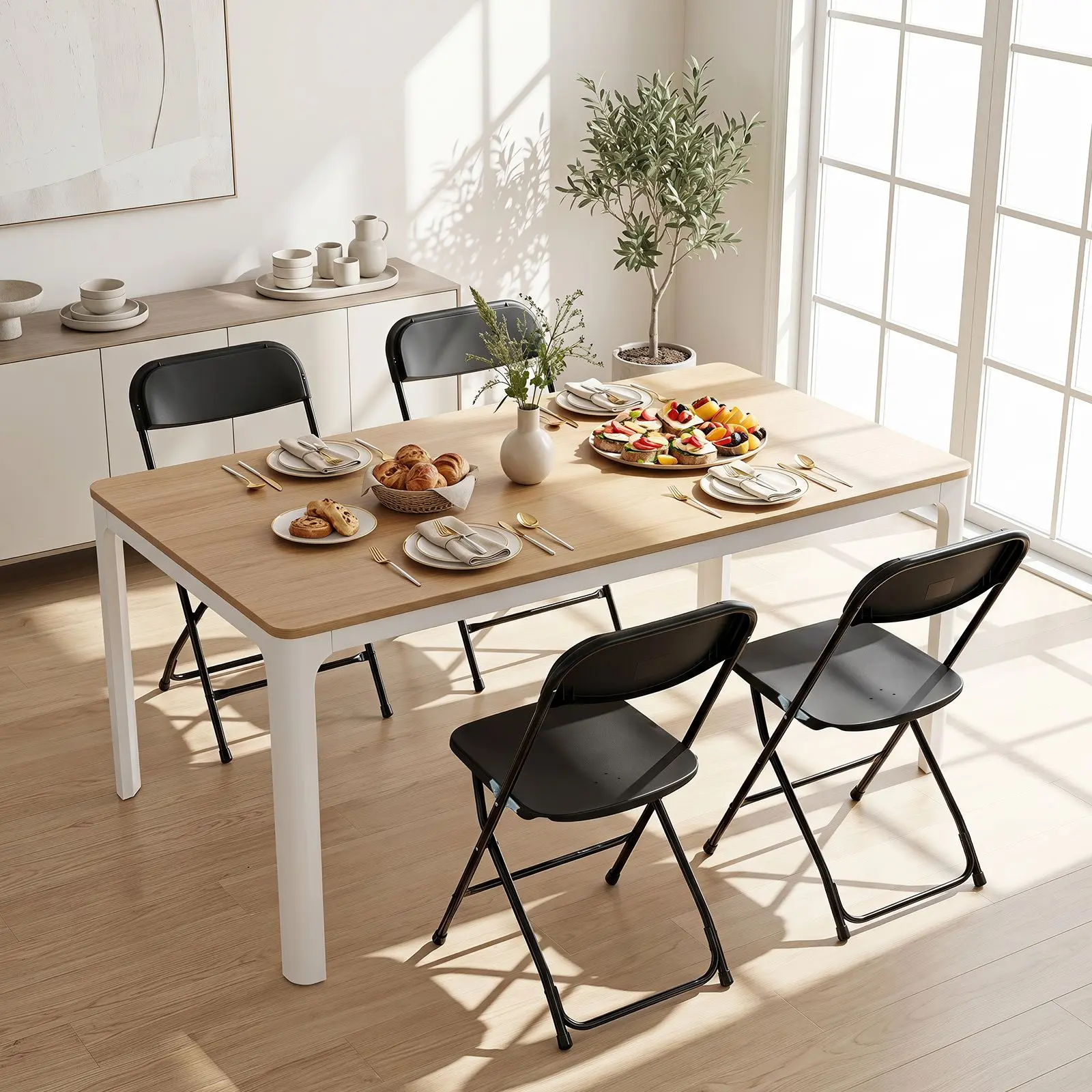 Комплект складных стульев Costway JV14596DK-4 (Black) - 4