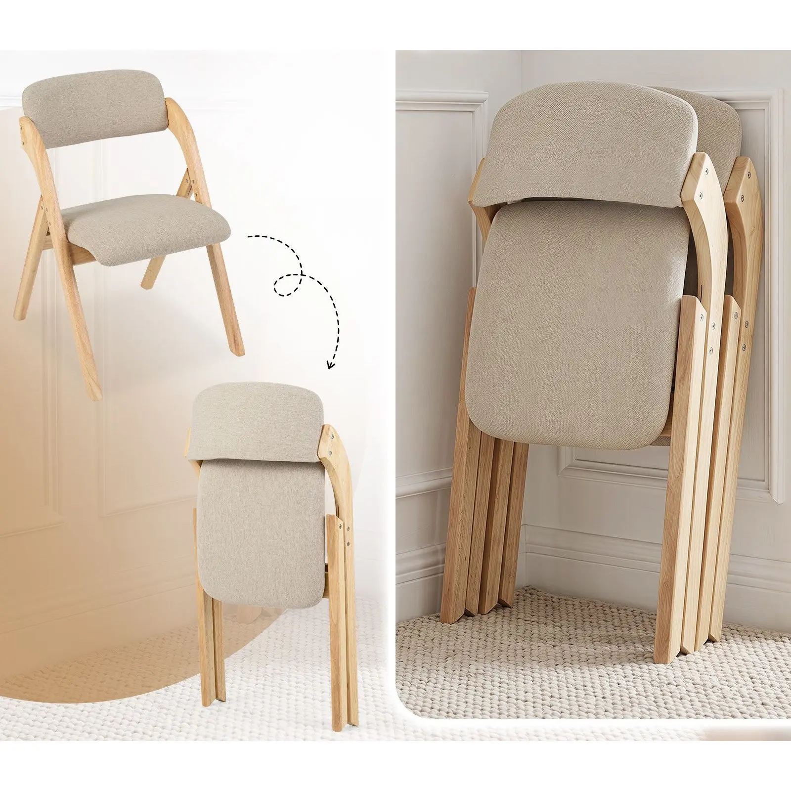 Set scaune pliabile Costway JV14695MS-2 (Natural) - 3