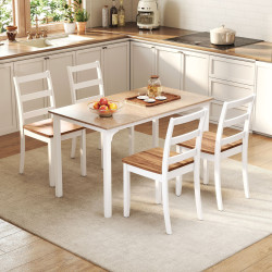 Комплект стульев Costway JV10848ZS-4 (Brown/White) Thumb
