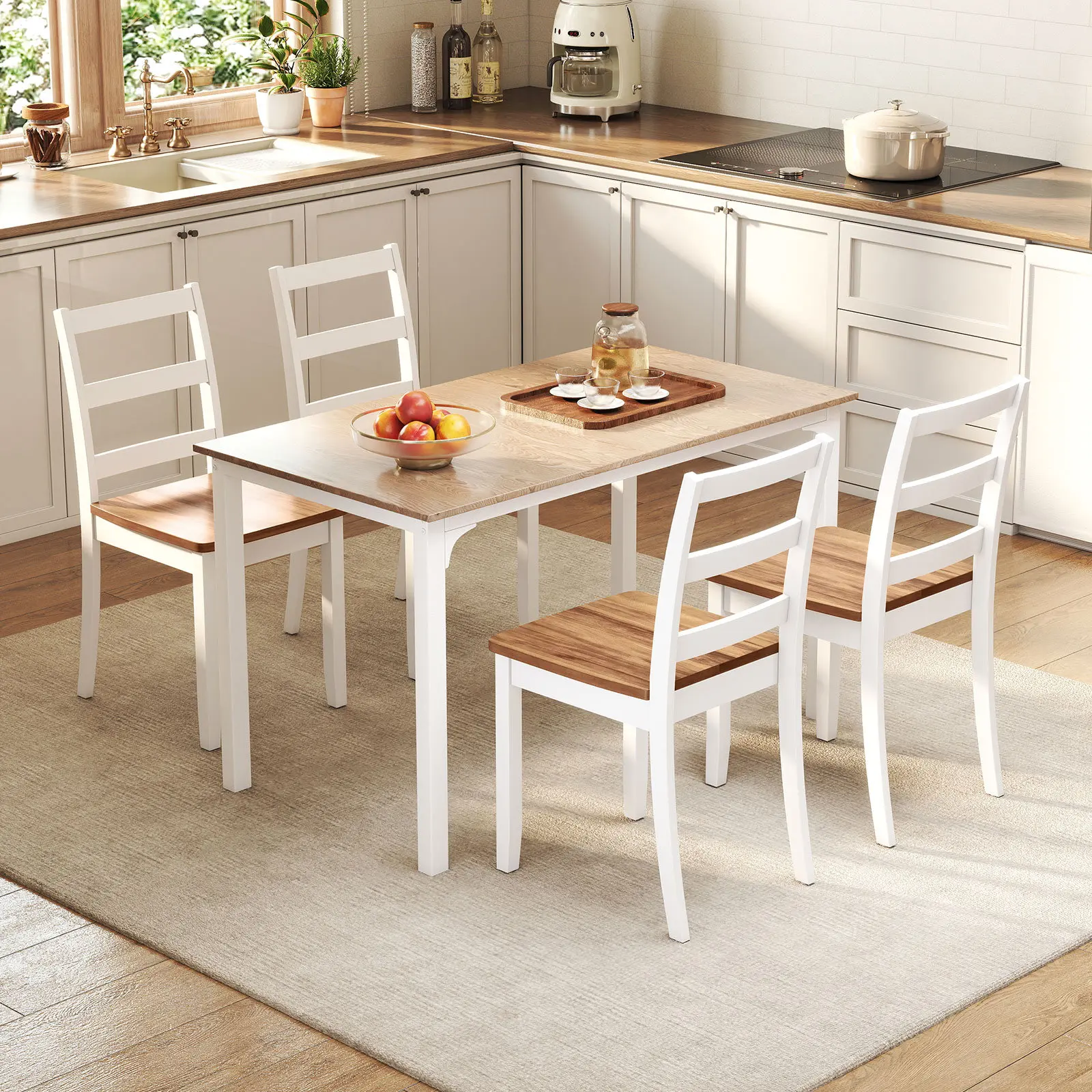 Комплект стульев Costway JV10848ZS-4 (Brown/White) - 3