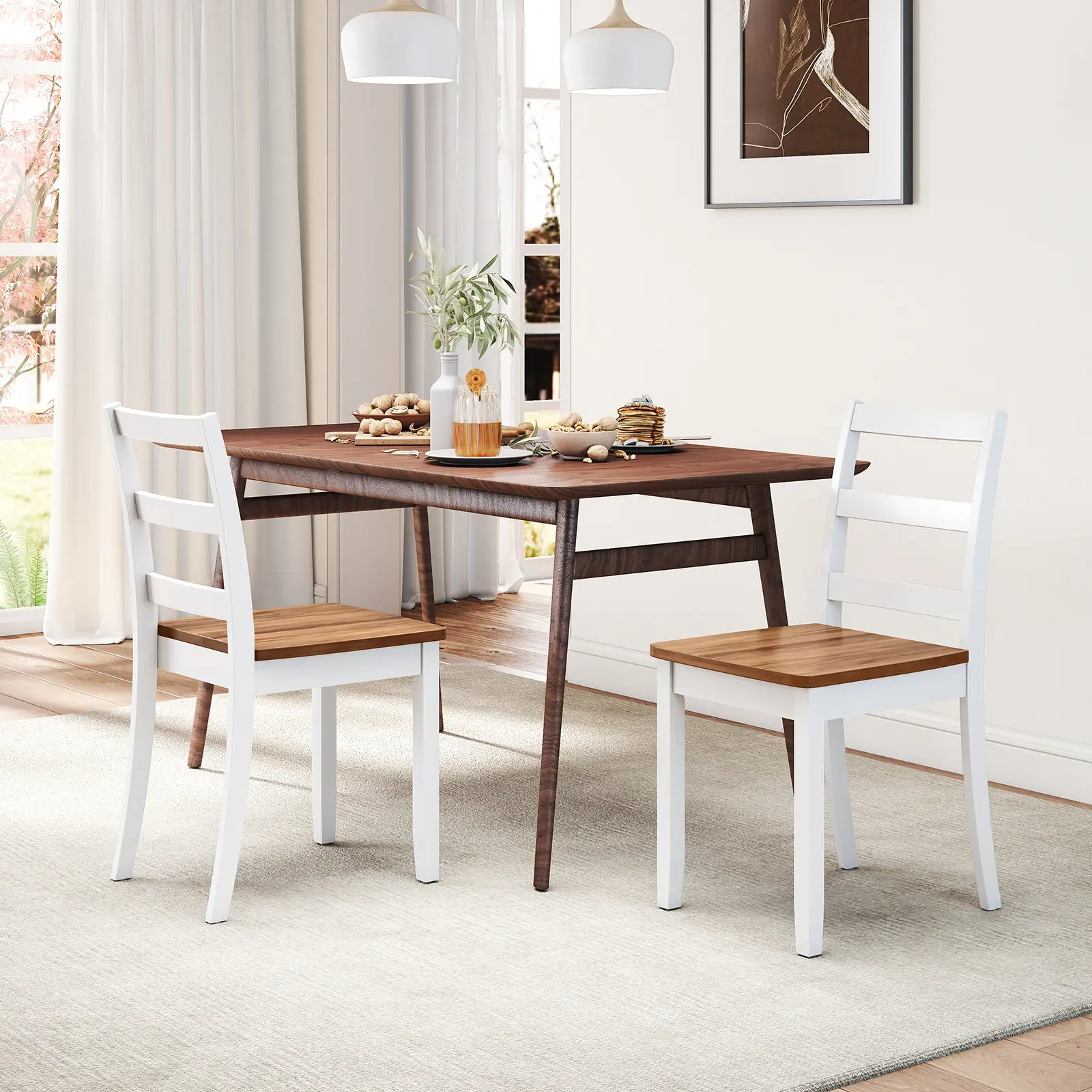 Комплект стульев Costway JV10848ZS-4 (Brown/White) - 5