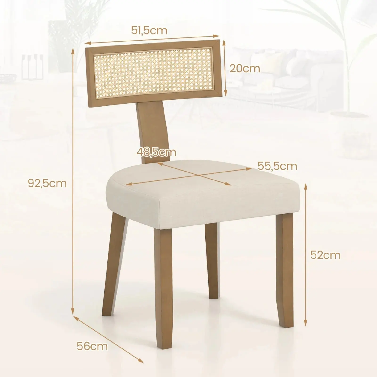 Комплект стульев Costway JV11601BE (Beige/Brown) - 3