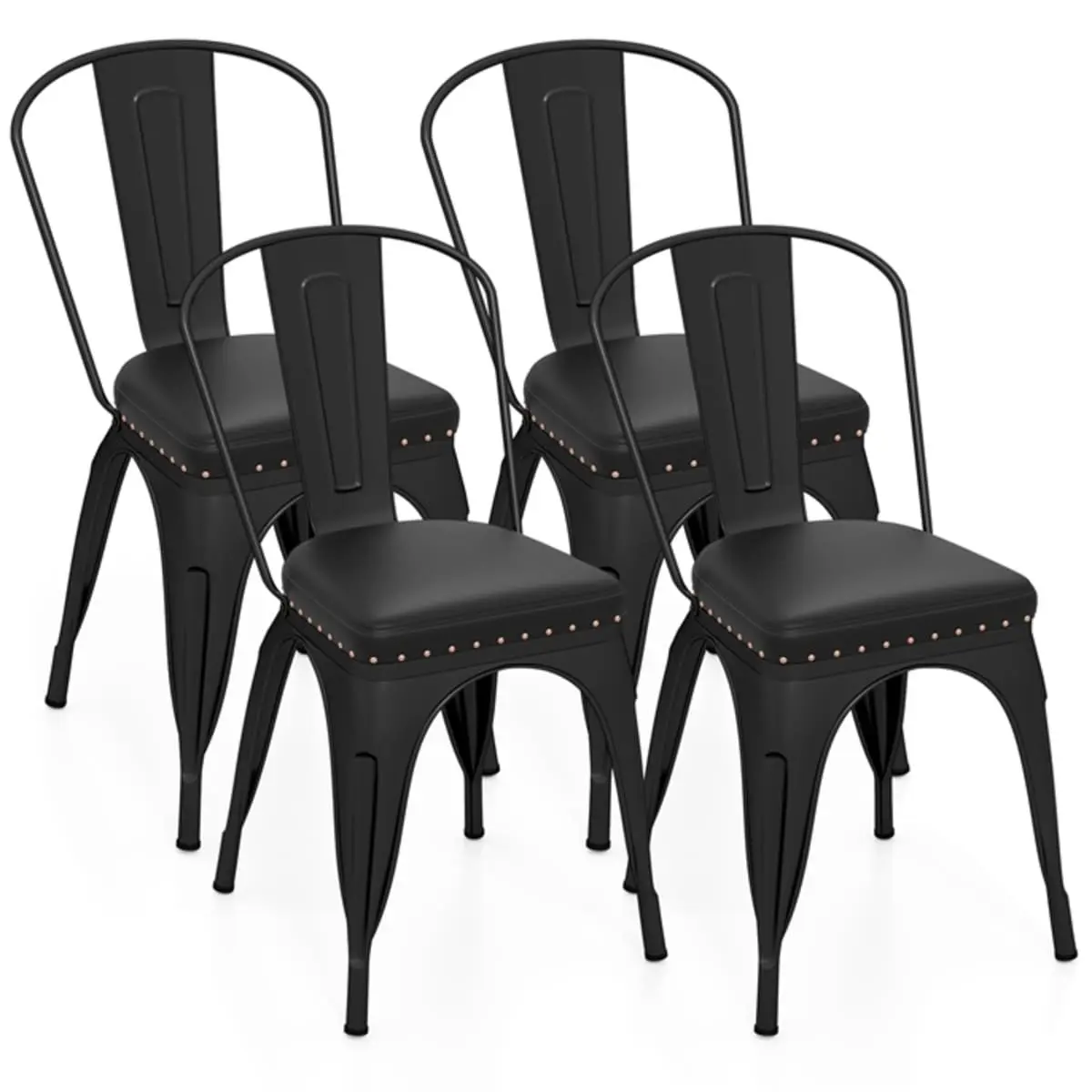 Комплект стульев Costway JV11815BK-4 (Black) - 2