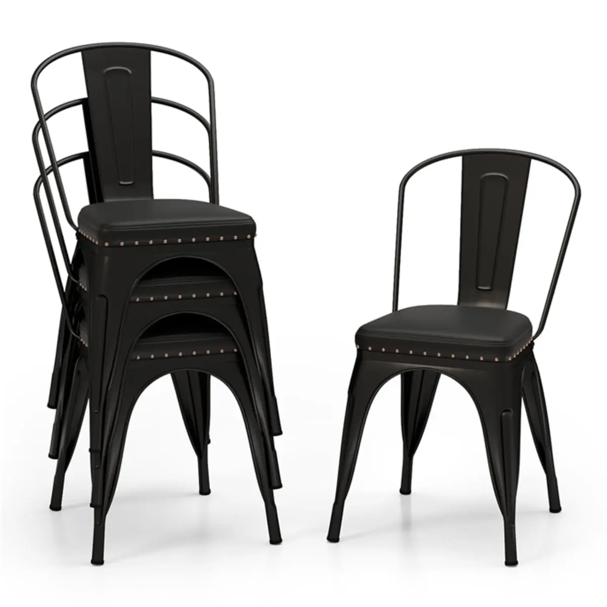 Комплект стульев Costway JV11815BK-4 (Black) - 3