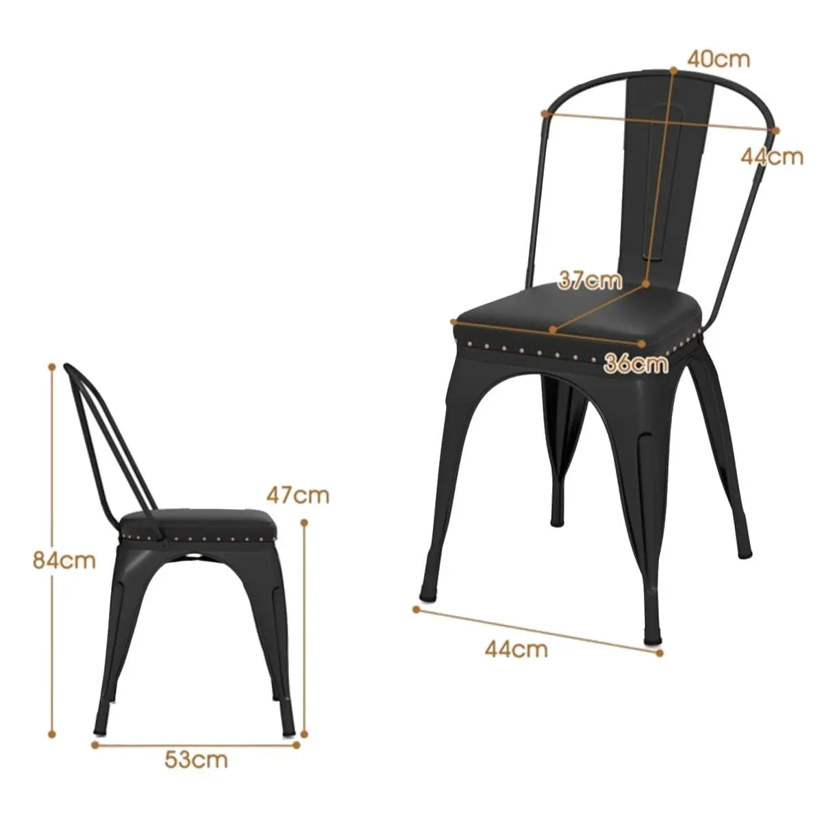 Комплект стульев Costway JV11815BK-4 (Black) - 4