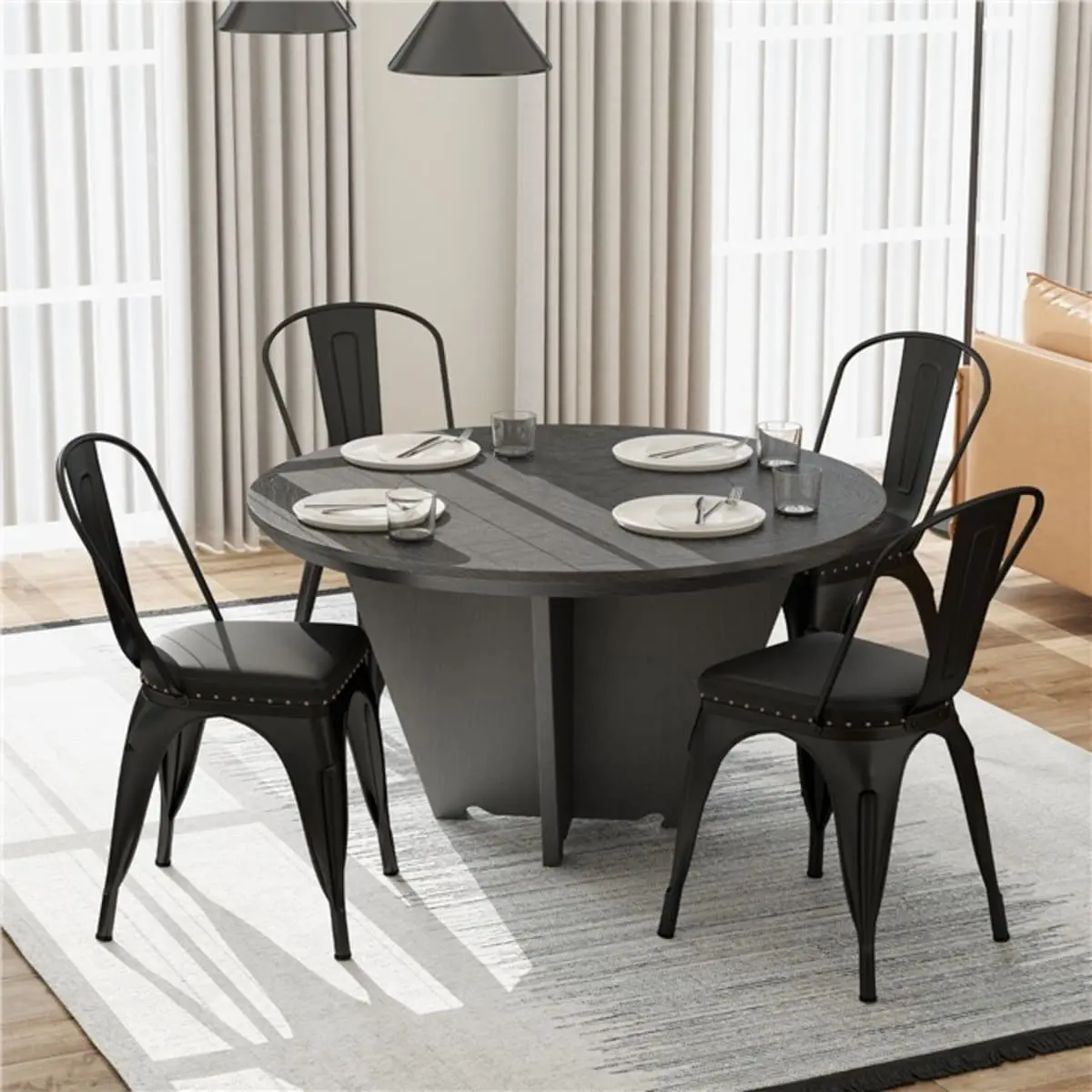 Комплект стульев Costway JV11815BK-4 (Black) - 5