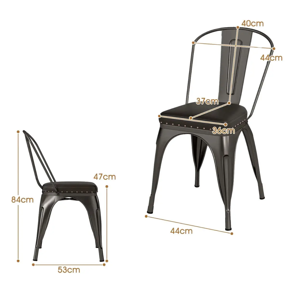 Комплект стульев Costway JV11815GU-4 (Brown) - 3