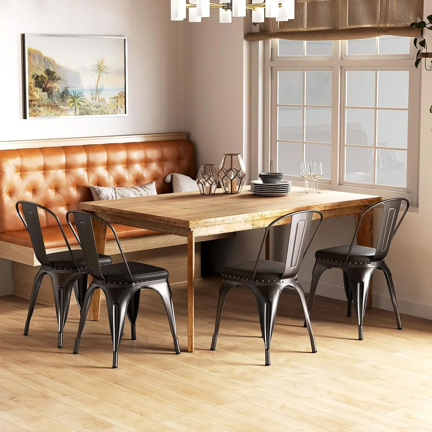 Комплект стульев Costway JV11815GU-4 (Brown) - 4