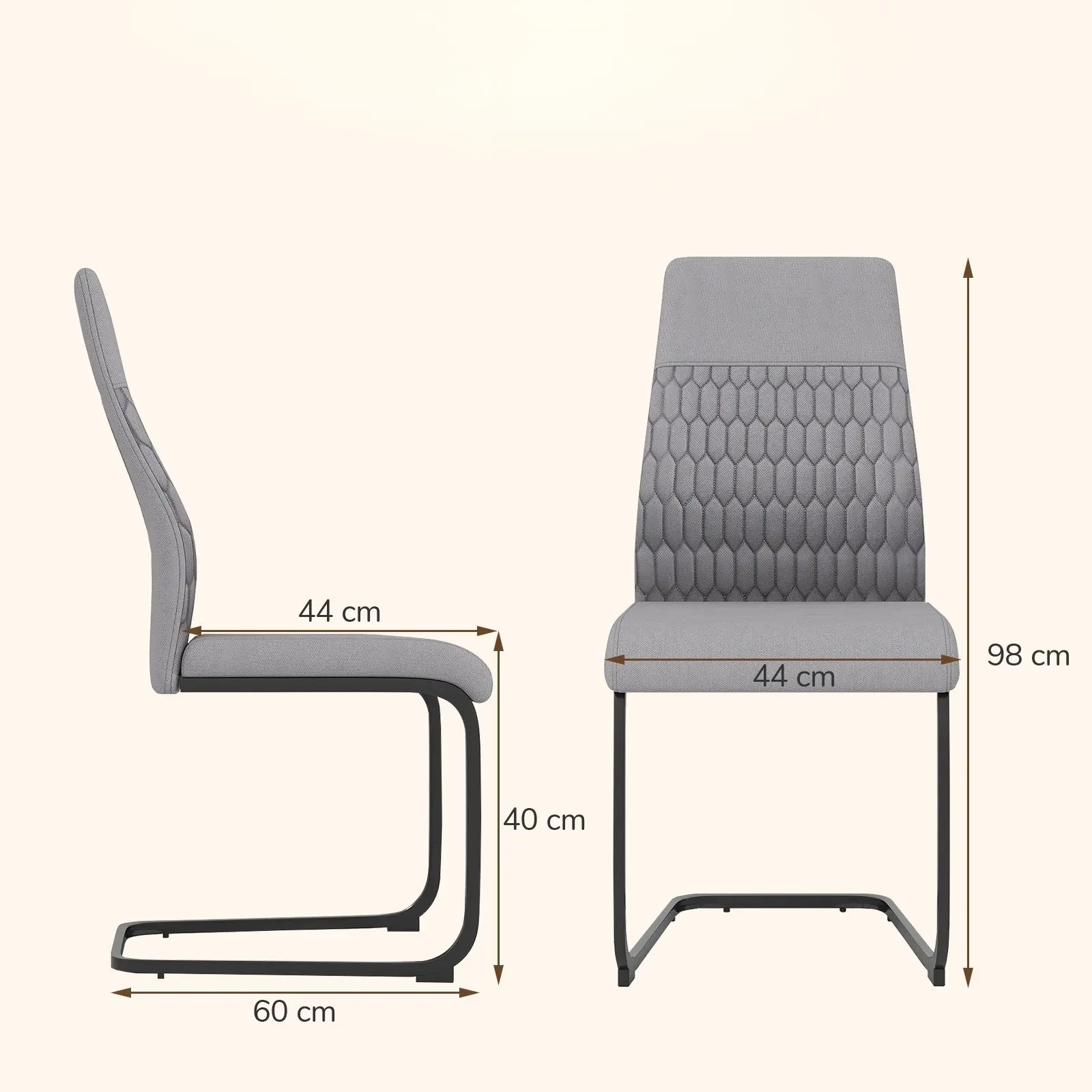 Комплект стульев Costway JV12505GR-4 (Grey) - 2