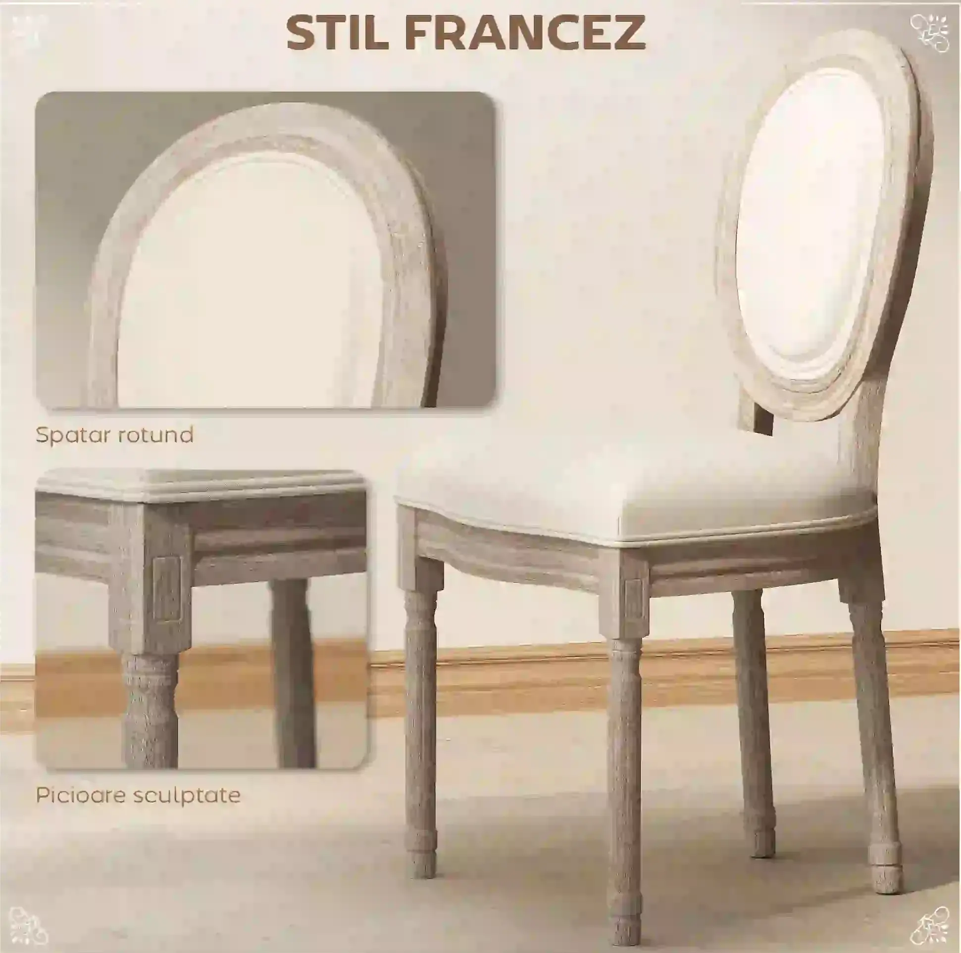 Набор стульев Homcom 835-524CW (Cream/Wood) - 4