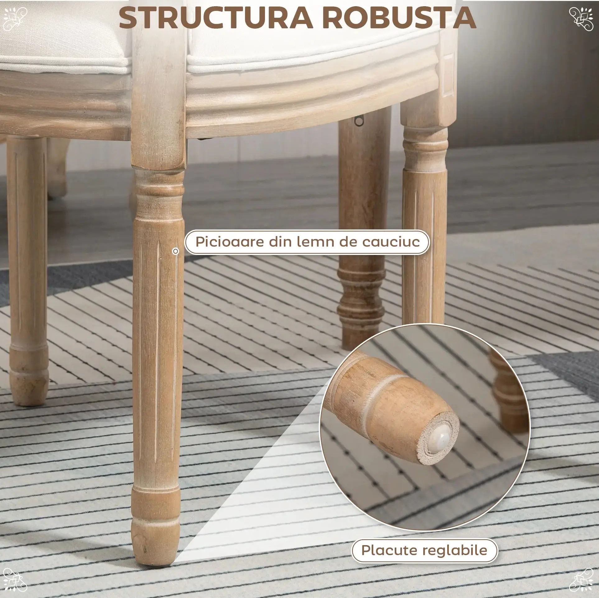 Набор стульев Homcom 835-524CW (Cream/Wood) - 5