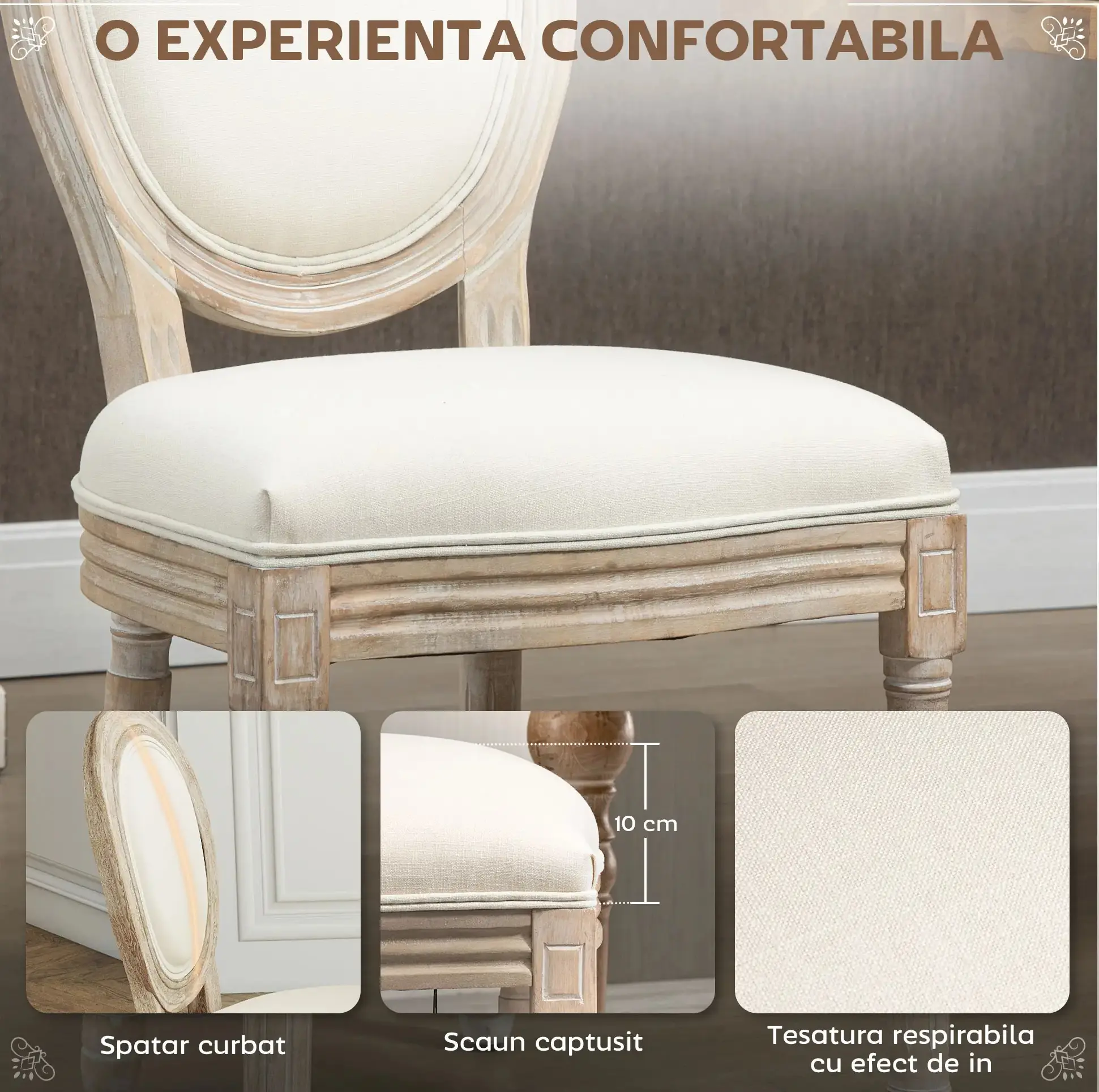 Набор стульев Homcom 835-524CW (Cream/Wood) - 6