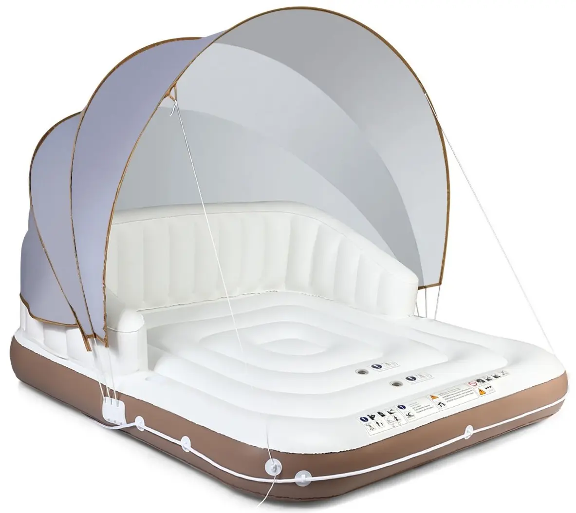 Pat gonflabil cu copertina Costway NP10725 (White/Brown)