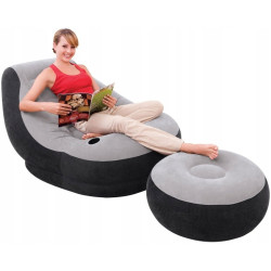 Надувное кресло с пуфом Intex Ultra Lounge 68564 (Black/Grey) Thumb
