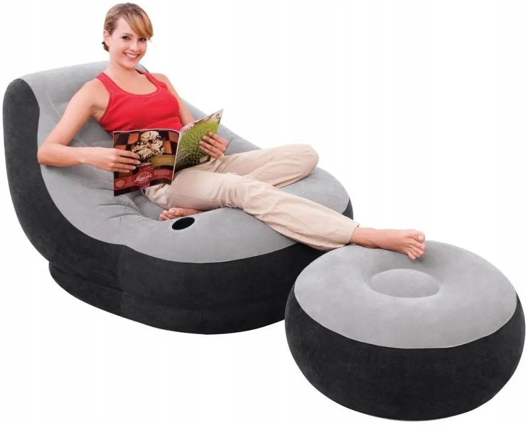 Надувное кресло с пуфом Intex Ultra Lounge 68564 (Black/Grey) - 2