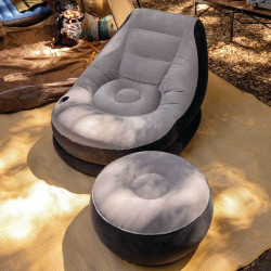 Надувное кресло с пуфом Intex Ultra Lounge 68564 (Black/Grey) Thumb