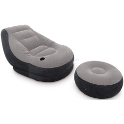 Надувное кресло с пуфом Intex Ultra Lounge 68564 (Black/Grey)