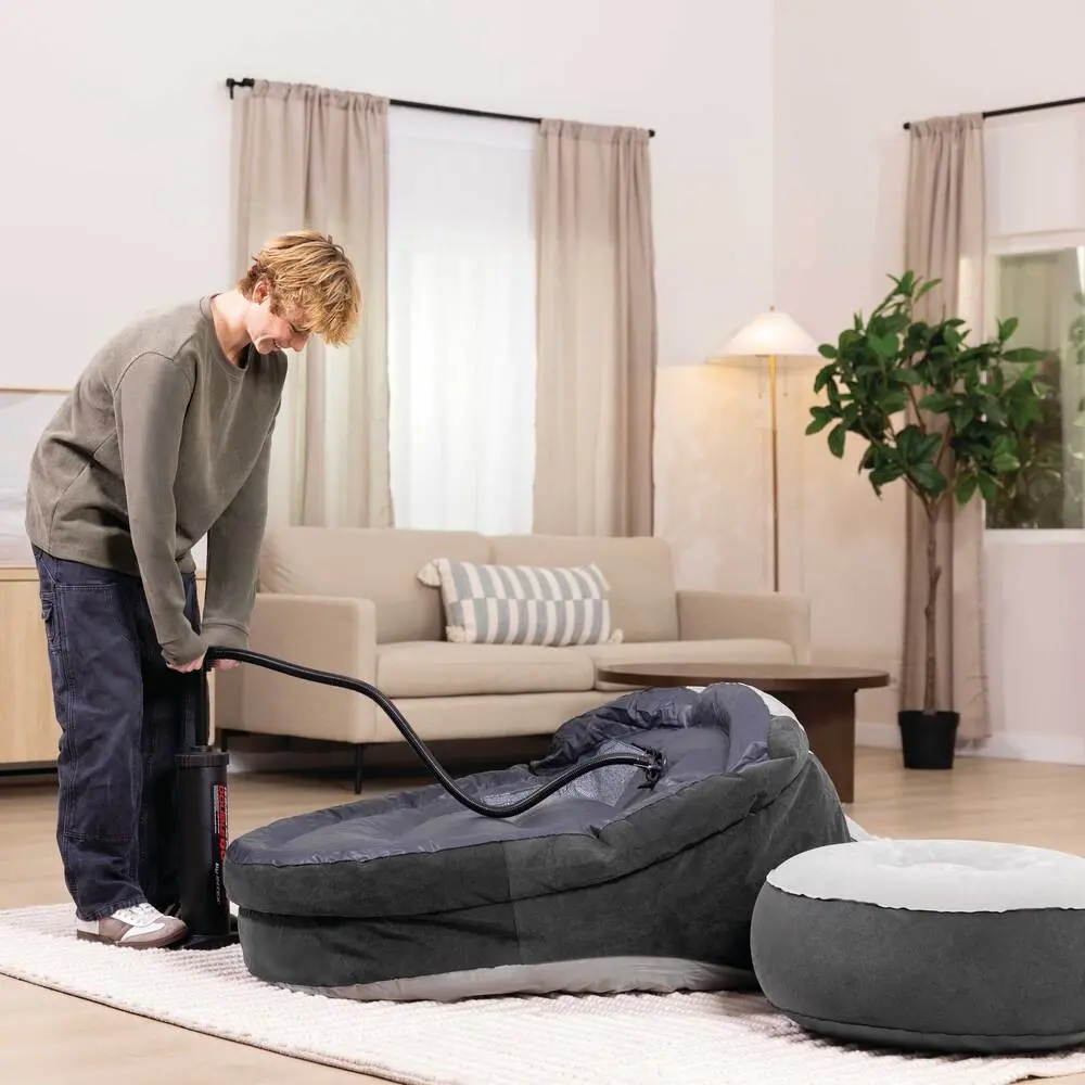 Надувное кресло с пуфом Intex Ultra Lounge 68564 (Black/Grey) - 5