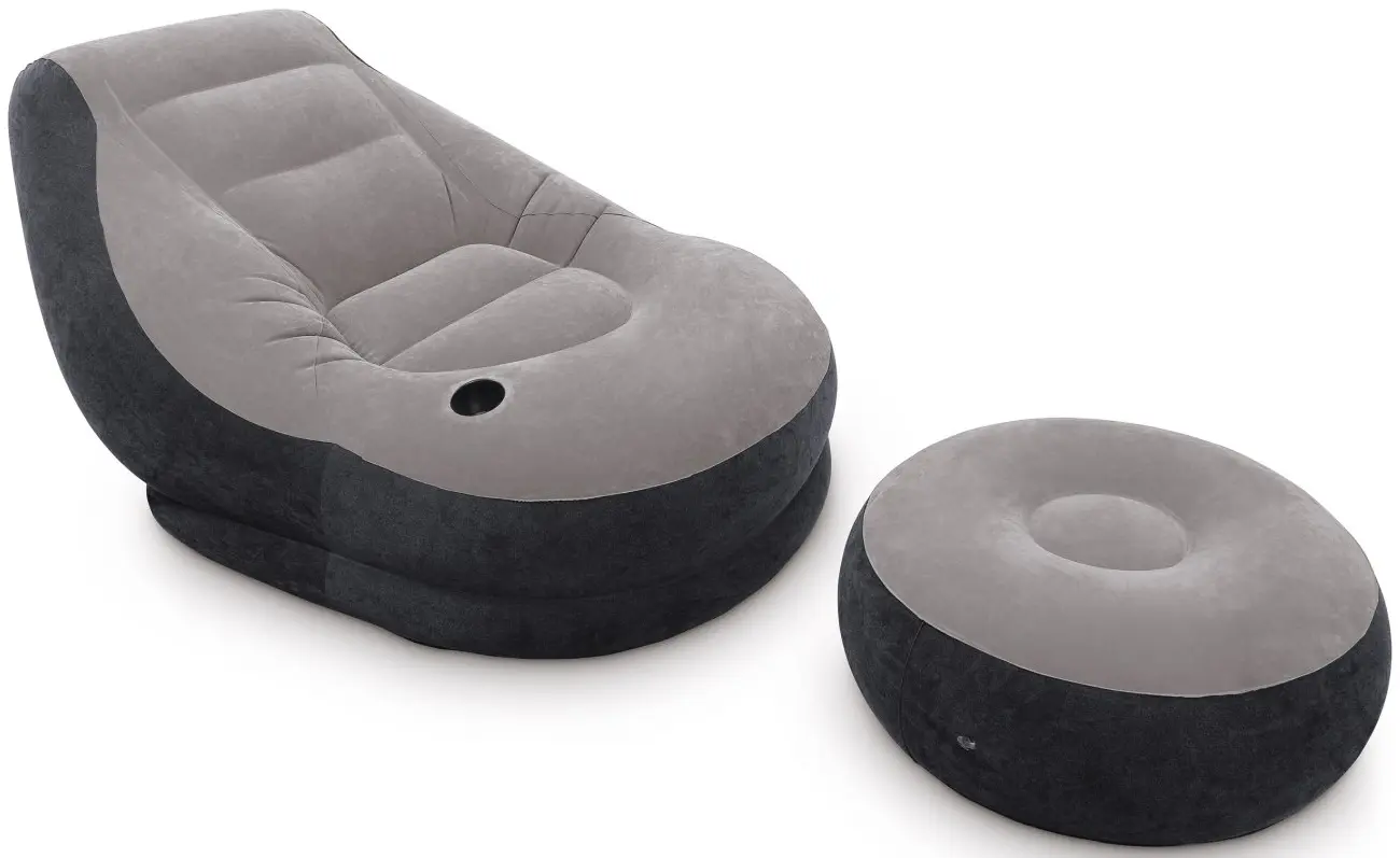 Надувное кресло с пуфом Intex Ultra Lounge 68564 (Black/Grey)