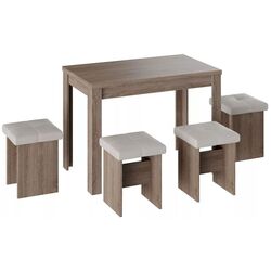 Set masa scaune BonMebel Tip 5 Oak Sonoma Truffle/White (1+4)