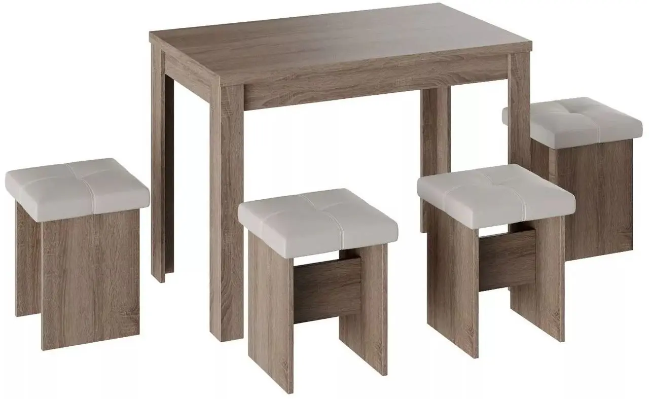 Set masa scaune BonMebel Tip 5 Oak Sonoma Truffle/White (1+4)