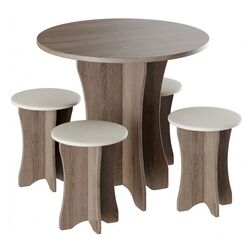 Set masa scaune BonMebel Tip 6 Sonoma Oak Truffle/Beige (1+4)