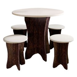 Set masa scaune BonMebel Tip 6 Wenge/Milk Oak/Beige (1+4)