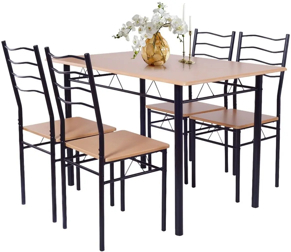 Set masa scaune Costway HW55389BW 1+4 (Wood/Black) - 3