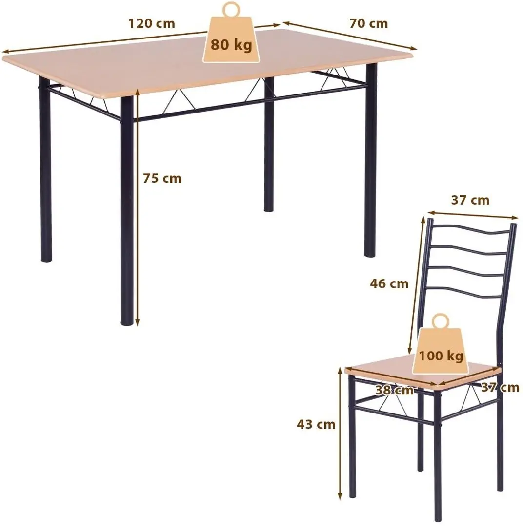 Set masa scaune Costway HW55389BW 1+4 (Wood/Black) - 5