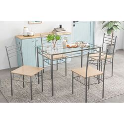 Set masa scaune Costway HW66274 1+4 (Natural/Silver) Thumb