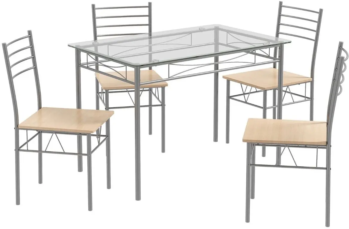 Set masa scaune Costway HW66274 1+4 (Natural/Silver)