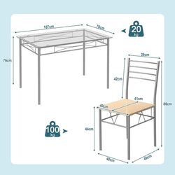 Set masa scaune Costway HW66274 1+4 (Natural/Silver) Thumb