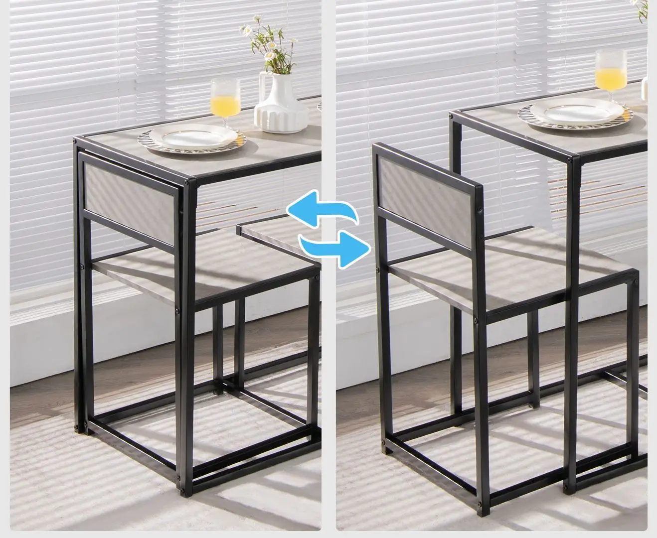 Set masa scaune Costway HW66477GR 1+2 (Grey/Black)