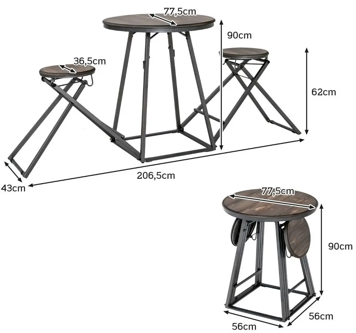 Set masa scaune Costway JV10424GR (Brown/Black)