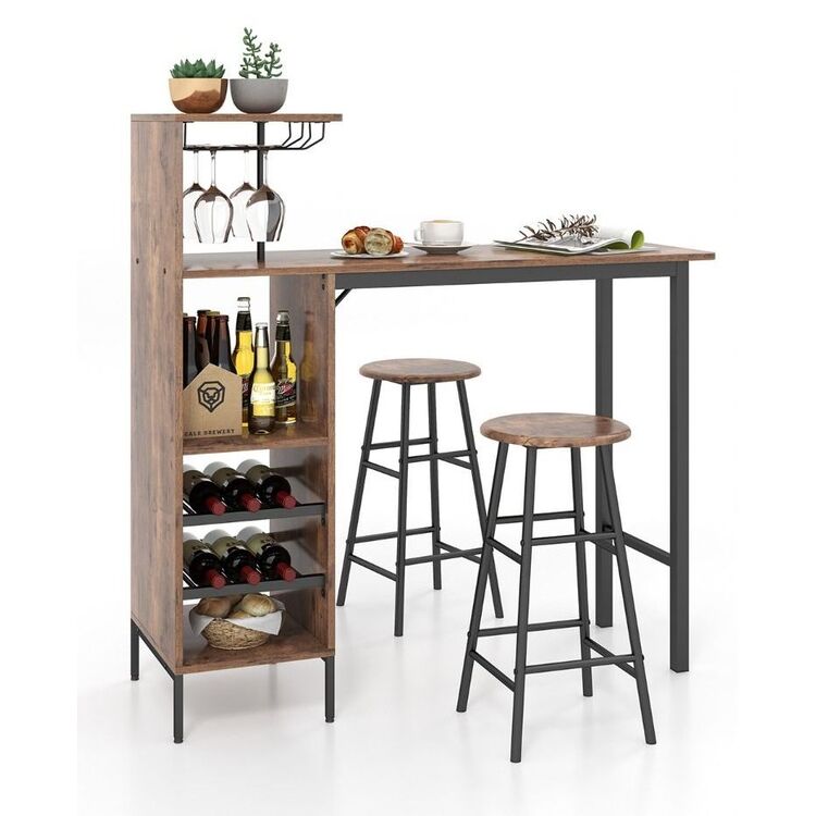 Set masa scaune Costway JV10669BN 1+3 (Brown)