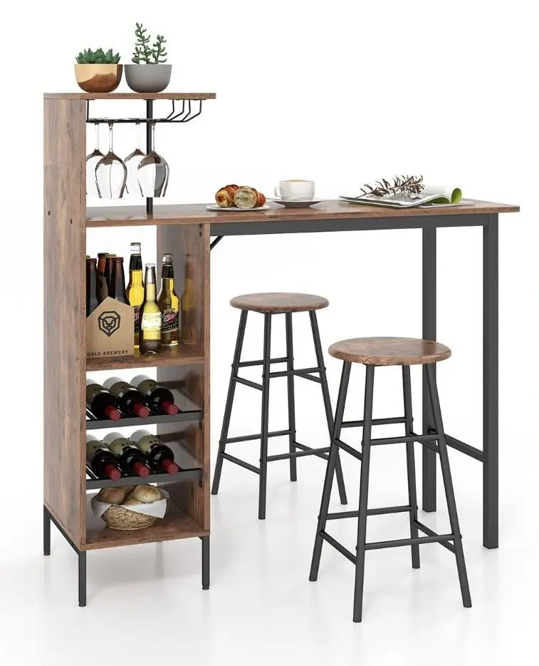 Set masa scaune Costway JV10669BN 1+3 (Brown)