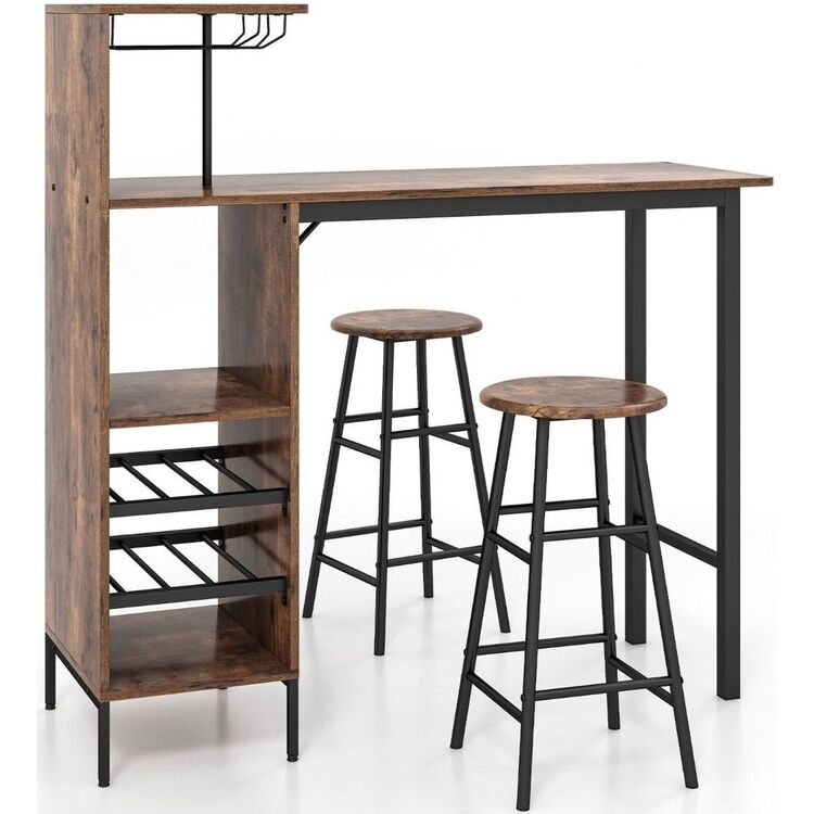 Set masa scaune Costway JV10669BN 1+3 (Brown)