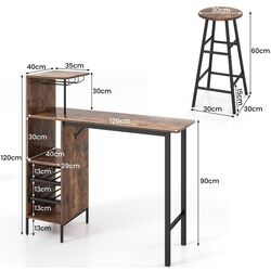 Set masa scaune Costway JV10669BN 1+3 (Brown) Thumb
