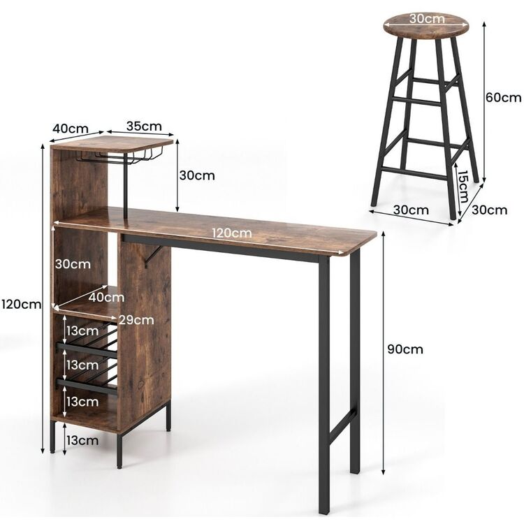 Set masa scaune Costway JV10669BN 1+3 (Brown)