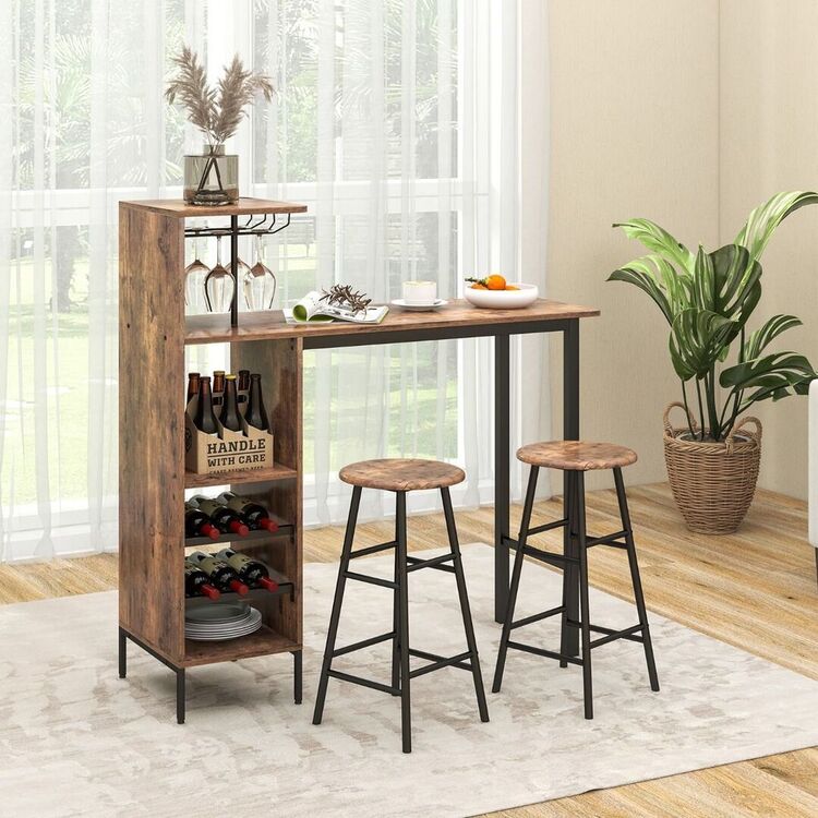 Set masa scaune Costway JV10669BN 1+3 (Brown)