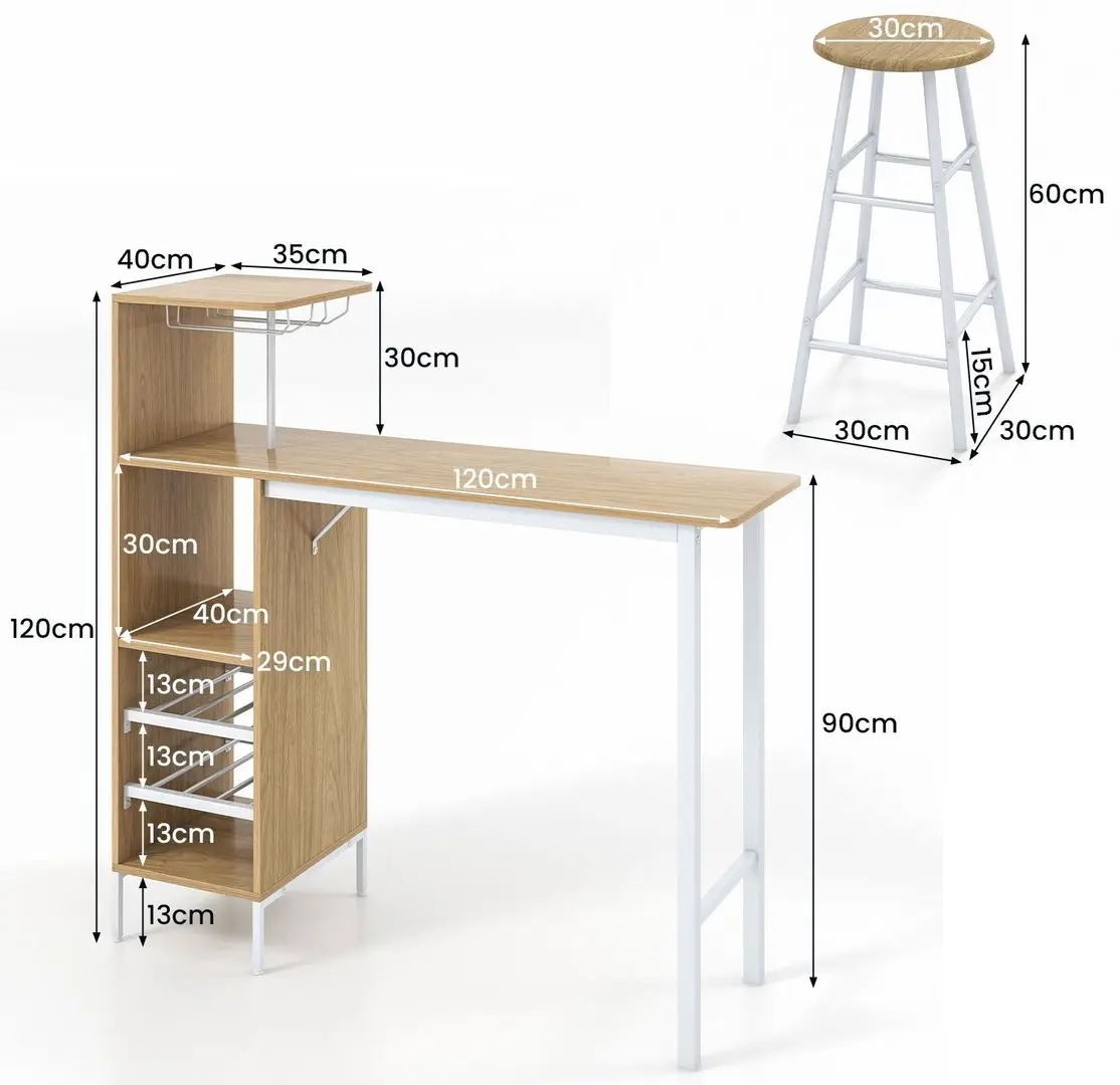 Set de sufragerie Costway JV10669NA Natural (1+2)