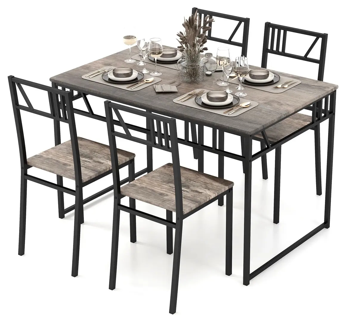 Обеденный набор Costway JV11082GR 1+4 (Grey/Black)